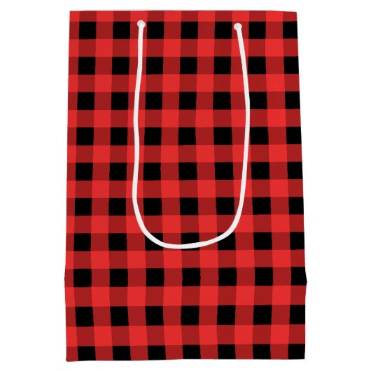 赤と黒のギンガムメリークリスマス ミディアムペーパーバッグ (裏面)