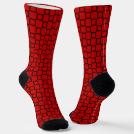 赤と黒のクラシックデザインの女性用ソックス ソックス
