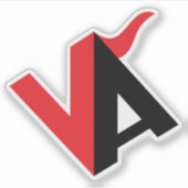 赤と黒のクラシックミニマルレターVAモノグラム シール (正面)