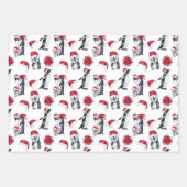 赤と黒のクリスマスパターン ラッピングペーパーシート (正面3)