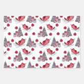 赤と黒のクリスマスパターン ラッピングペーパーシート (正面)