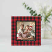 赤と黒のクリスマスプレッドフォトスクエア シーズンカード (スタンド正面)