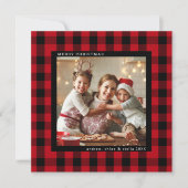赤と黒のクリスマスプレッドフォトスクエア シーズンカード (正面)