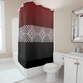 赤と黒のグラデーションの幾何学的な北欧模様 シャワーカーテン (インサイチュ)