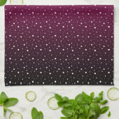 赤と黒のグラデーションの白い水玉模様。 キッチンタオル (折り畳み)
