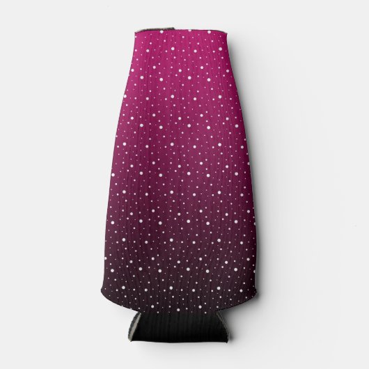 赤と黒のグラデーションの白い水玉模様。 ボトルクーラー (正面)