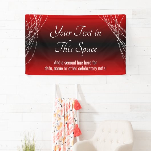 赤と黒のグラデーションライトが文字をカスタム追加 横断幕 (インサイチュ)