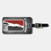 赤と黒のグリッターバスケバスケットボール選手 ラゲッジタグ (正面横)