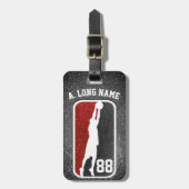 赤と黒のグリッターバスケバスケットボール選手 ラゲッジタグ (正面縦)