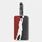 赤と黒のグリッターバスケバスケットボール選手 ラゲッジタグ (裏面縦)