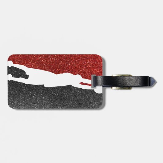 赤と黒のグリッターバスケバスケットボール選手 ラゲッジタグ (裏面横)