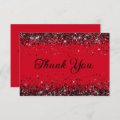 赤と黒のグリッター50誕生日 サンキューカード (正面/裏面)