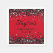 赤と黒のグリッター50誕生日 スタンダードカクテルナプキン (正面)