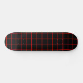 赤と黒のグリッド柄 スケートボードデッキ (横)