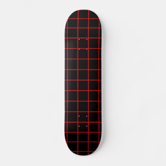 赤と黒のグリッド柄 スケートボードデッキ (正面)