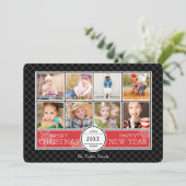 赤と黒のコラージュのクリスマスフォトカード シーズンカード (スタンド正面)