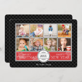 赤と黒のコラージュのクリスマスフォトカード シーズンカード (正面/裏面)