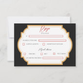 赤と黒のゴシックのダークウェディングRSVPカード 出欠カード (裏面)