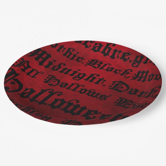 赤と黒のゴシックグランジ体 ペーパープレート (アングル)
