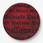 赤と黒のゴシックグランジ体 ペーパープレート (正面)