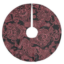 赤と黒のゴシックスカルツリースカート ブラッシュドポリエステルツリースカート