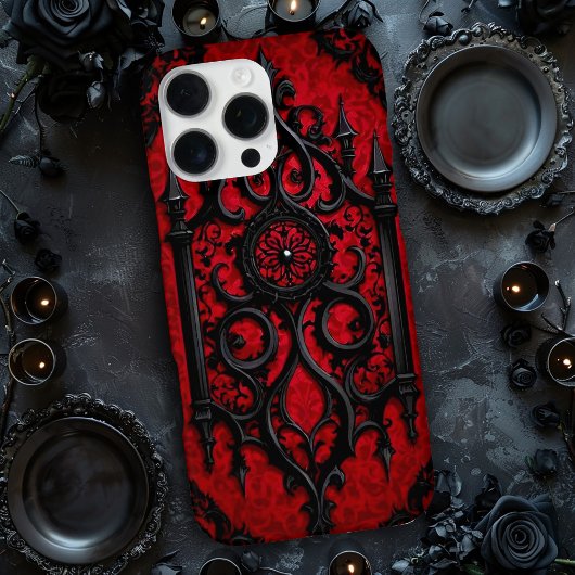 赤と黒のゴシックデザイン iPhoneケース