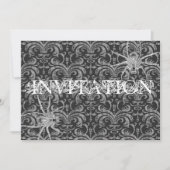 赤と黒のゴシックハロウィンボール、ヴァンパイアの衣装 招待状 (正面)