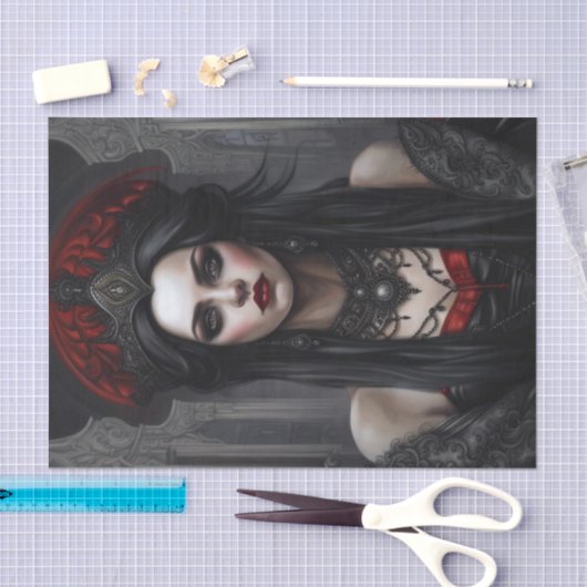 赤と黒のゴシックヴァンパイアクイーンデクページ紙 薄葉紙 (クラフト)