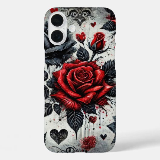 赤と黒のゴシック様式のバレンタインバラ Case-Mate iPhoneケース (裏面)