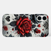 赤と黒のゴシック様式のバレンタインバラ Case-Mate iPhoneケース (裏面 (横))