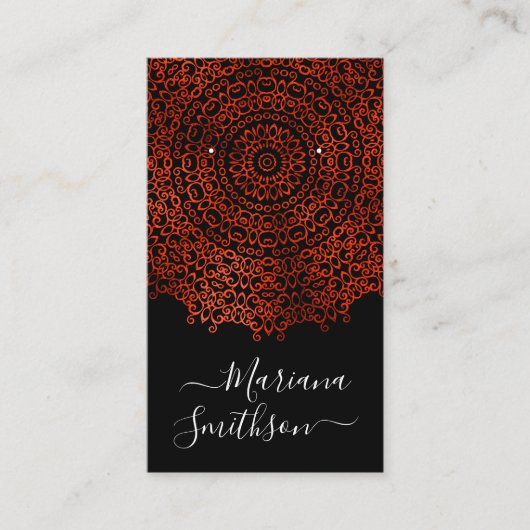赤と黒のゴシック様式のマンダライヤリングディスプレイカード 名刺 (正面)