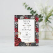 赤と黒のゴシック フローラル オールインワン招待状 招待状 (スタンド正面)