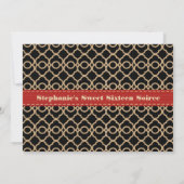 赤と黒のゴールド モロッカン スイート シックスティーン フォト 招待状 (裏面)