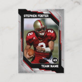 赤と黒のサッカーのトレーディングカードサッカー選手 コーリングカード (正面)