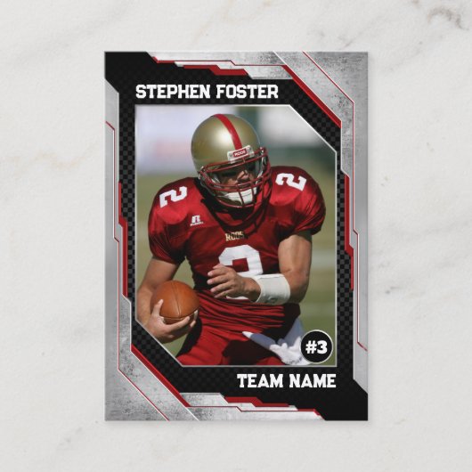 赤と黒のサッカーのトレーディングカードサッカー選手 コーリングカード (正面)