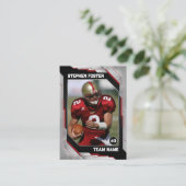 赤と黒のサッカーのトレーディングカードサッカー選手 コーリングカード (スタンド正面)