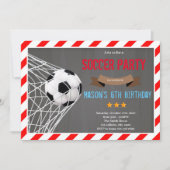 赤と黒のサッカーテーマ招待状 招待状 (正面)