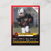 赤と黒のサッカートレーディングカードプレーヤーの写真 コーリングカード (正面)