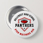 赤と黒のサッカーパーソナライズされたチームの精神 缶バッジ (正面&裏面)