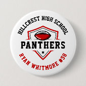 赤と黒のサッカーパーソナライズされたチームの精神 缶バッジ (正面)