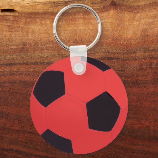 赤と黒のサッカーボールキーチェーン キーホルダー (正面)