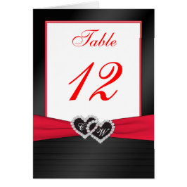 赤と黒のサテンプリーツ表番号カード