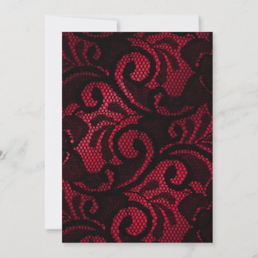 赤と黒のサテンレース任意の年齢の誕生日パーティー 招待状 (裏面)