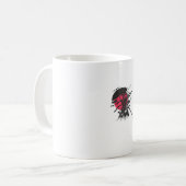 赤と黒のサムライ デザイン コーヒーマグカップ (正面左)