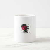 赤と黒のサムライ デザイン コーヒーマグカップ (中央)