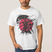 赤と黒のサムライTシャツ Tシャツ (正面)