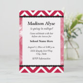 赤と黒のシェブロンの大学進学パーティー招待状 招待状 (スタンド正面)