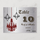 赤と黒のシャンデリアのテーブル番号 ポストカード (裏面)