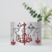 赤と黒のシャンデリア – RSVPカード インビテーションポストカード (スタンド正面)