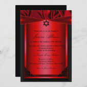 赤と黒のシルク バー ミッツヴァー招待状 招待状 (正面/裏面)